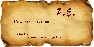 Prorok Erazmus névjegykártya